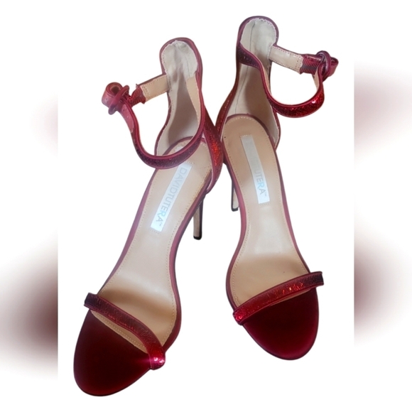 David Tutera Zaya Elegant Burgundy Bridal Sparkle Strapy Women's Heels Sz 8.5 - Picture 1 of 8